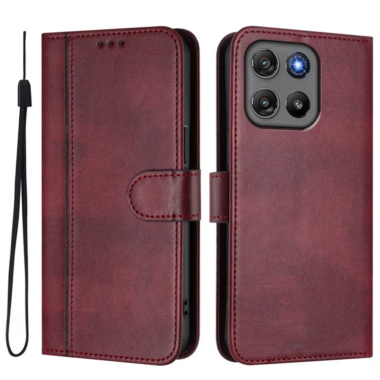 For Motorola Moto G67 Power 5G Line Splicing Buckle Retro Leather Phone Case