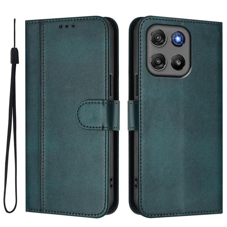 For Motorola Moto G67 Power 5G Line Splicing Buckle Retro Leather Phone Case