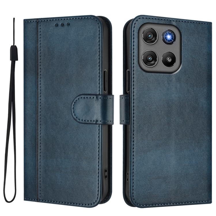 For Motorola Moto G67 Power 5G Line Splicing Buckle Retro Leather Phone Case