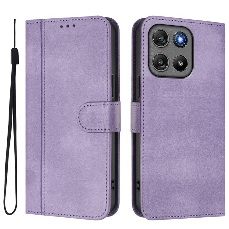 For Motorola Moto G67 Power 5G Line Splicing Buckle Retro Leather Phone Case