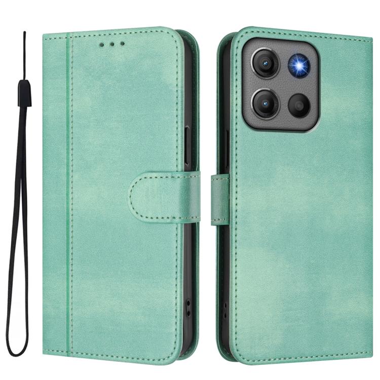 For Motorola Moto G17 4G / G17 Power 4G Line Splicing Buckle Retro Leather Phone Case
