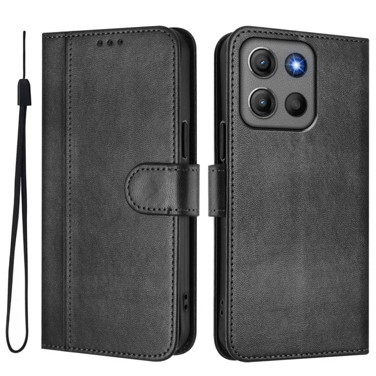 For Motorola Moto G17 4G / G17 Power 4G Line Splicing Buckle Retro Leather Phone Case
