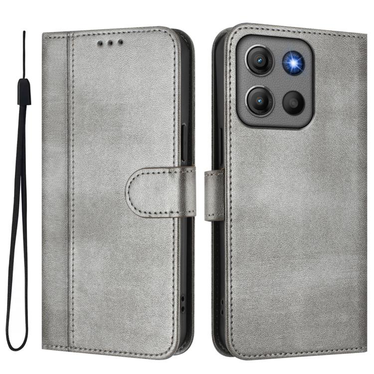 For Motorola Moto G17 4G / G17 Power 4G Line Splicing Buckle Retro Leather Phone Case