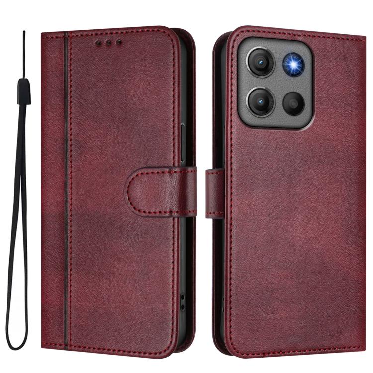 For Motorola Moto G17 4G / G17 Power 4G Line Splicing Buckle Retro Leather Phone Case