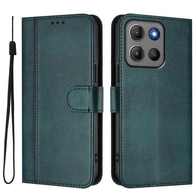 For Motorola Moto G17 4G / G17 Power 4G Line Splicing Buckle Retro Leather Phone Case