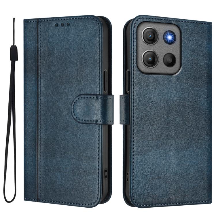 For Motorola Moto G17 4G / G17 Power 4G Line Splicing Buckle Retro Leather Phone Case