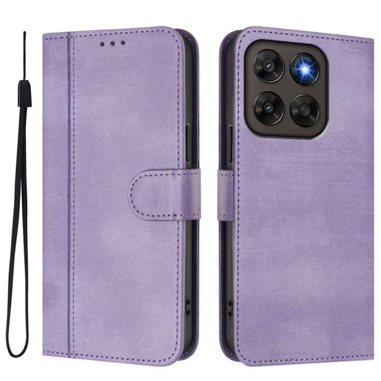 For Motorola Moto G87 5G / G77 5G / G67 5G Line Splicing Buckle Retro Leather Phone Case