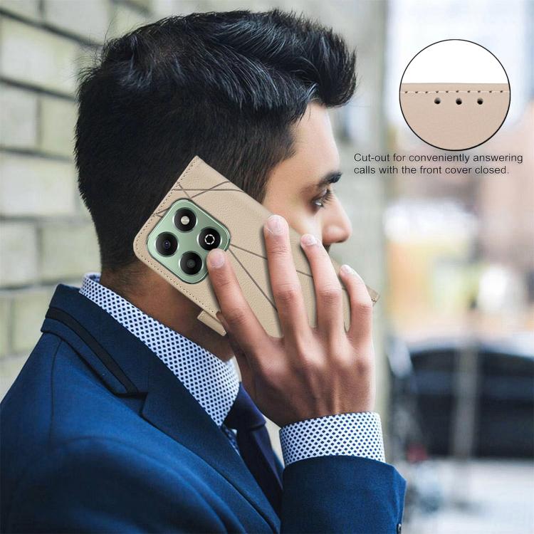 For Honor X6B Geometric Pattern RFID Leather Phone Case