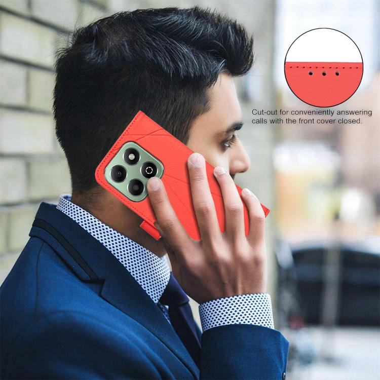 For Honor X6B Geometric Pattern RFID Leather Phone Case