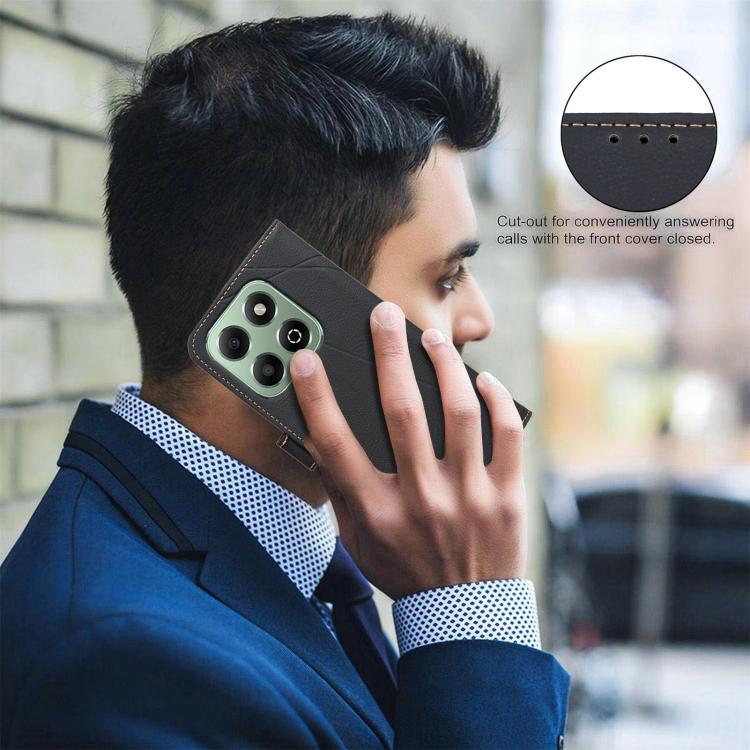For Honor X6B Geometric Pattern RFID Leather Phone Case