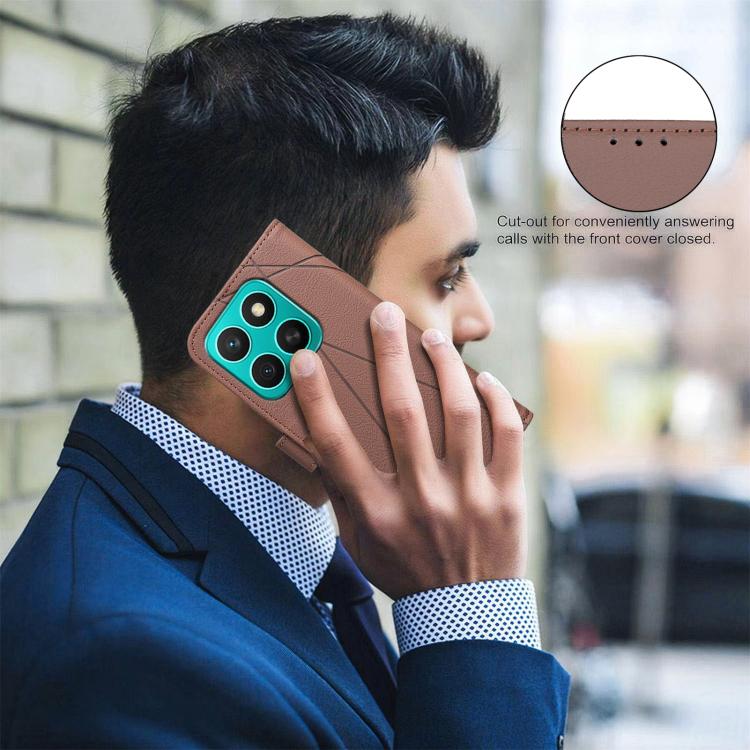 For Honor X8C Geometric Pattern RFID Leather Phone Case