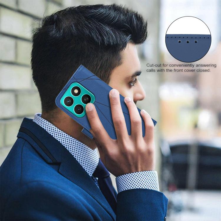 For Honor X8C Geometric Pattern RFID Leather Phone Case