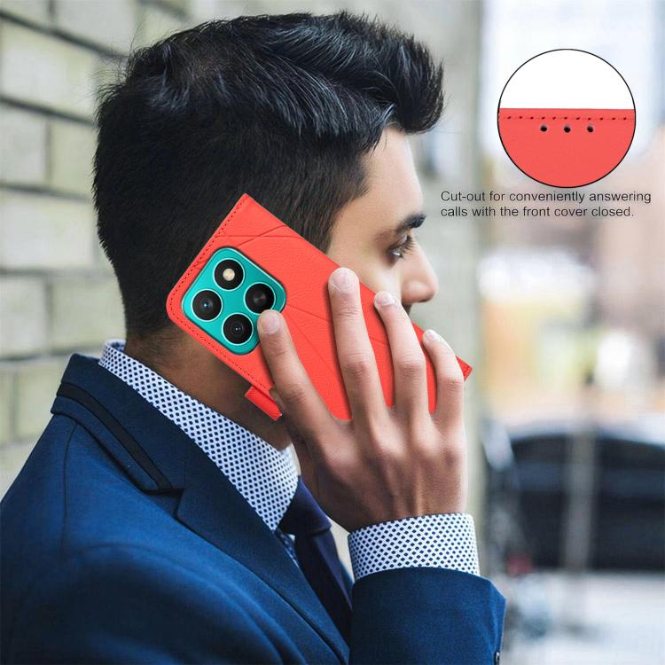 For Honor X8C Geometric Pattern RFID Leather Phone Case