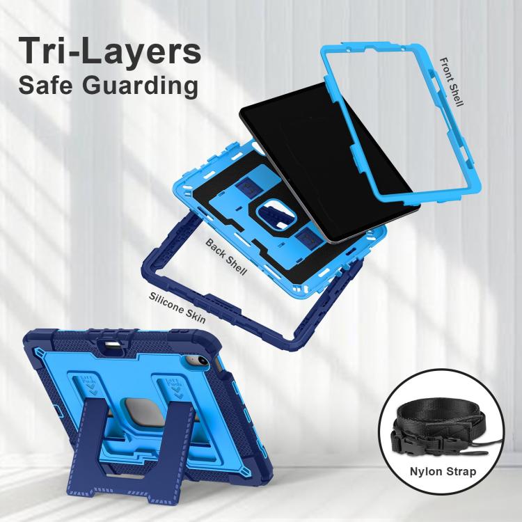 For iPad mini 6 2021 / mini 2024 Big Holder Silicone Hydric PC Tablet Case with Shoulder Strap