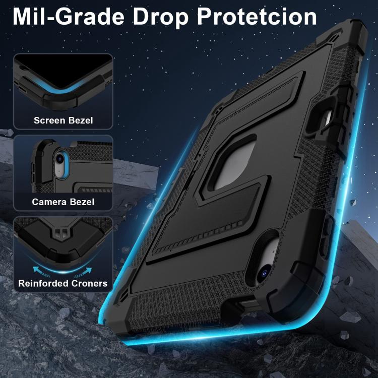 For iPad mini 6 2021 / mini 2024 Big Holder Silicone Hydric PC Tablet Case with Shoulder Strap