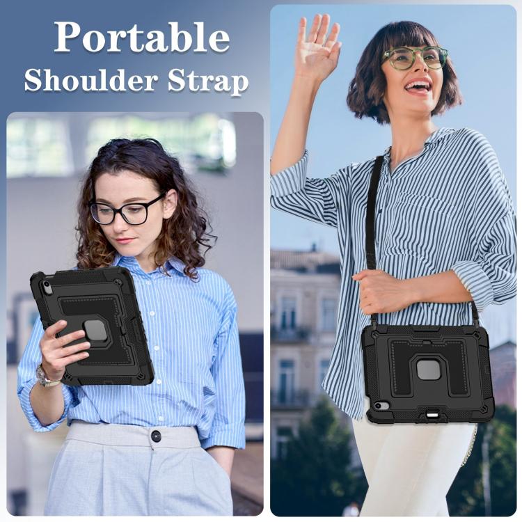 For iPad mini 6 2021 / mini 2024 Big Holder Silicone Hydric PC Tablet Case with Shoulder Strap