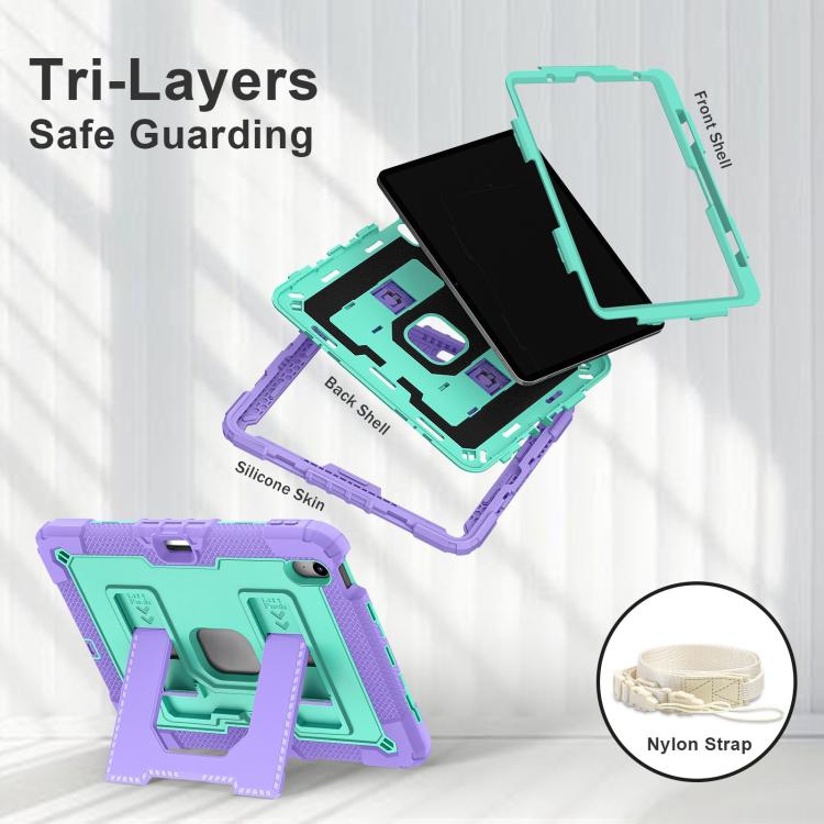 For iPad mini 6 2021 / mini 2024 Big Holder Silicone Hydric PC Tablet Case with Shoulder Strap