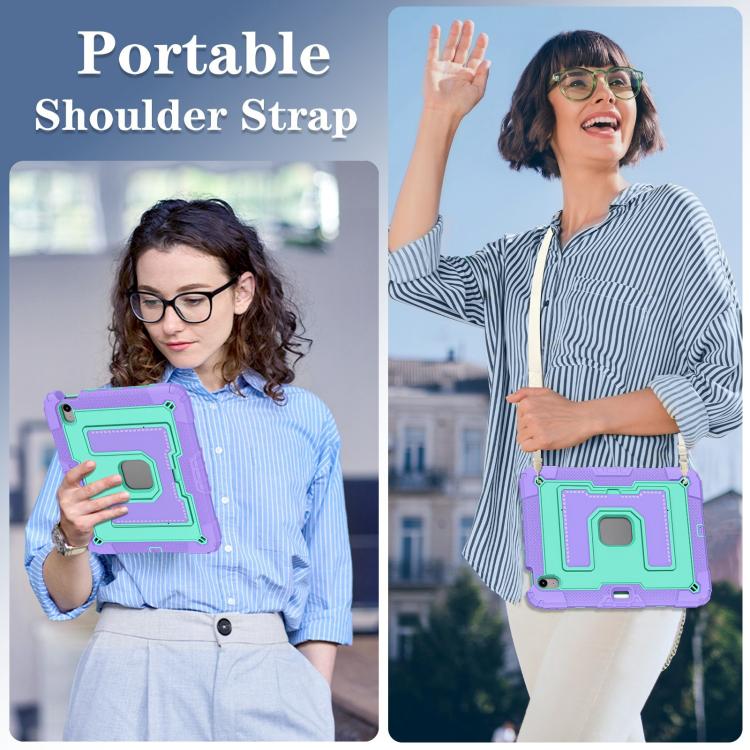 For iPad mini 6 2021 / mini 2024 Big Holder Silicone Hydric PC Tablet Case with Shoulder Strap