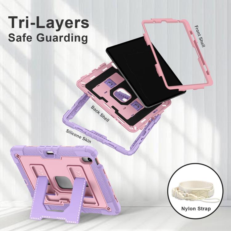 For iPad mini 6 2021 / mini 2024 Big Holder Silicone Hydric PC Tablet Case with Shoulder Strap