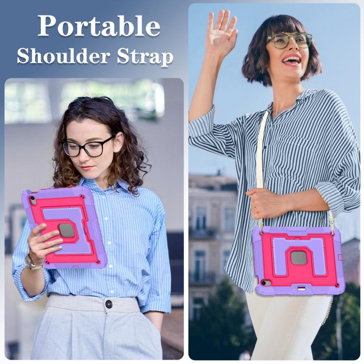 For iPad mini 6 2021 / mini 2024 Big Holder Silicone Hydric PC Tablet Case with Shoulder Strap