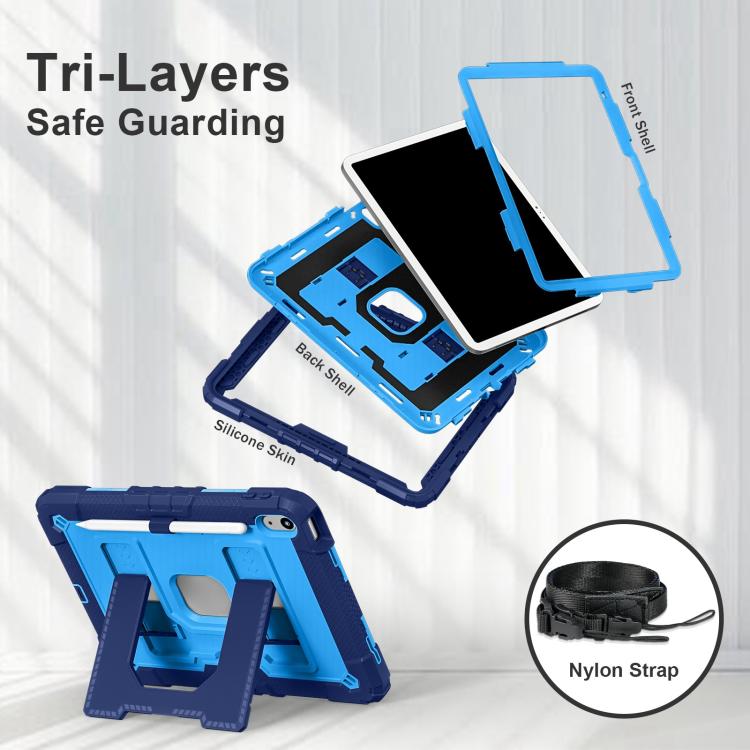 For iPad 2025 / 2022 Big Holder Silicone Hydric PC Tablet Case with Shoulder Strap