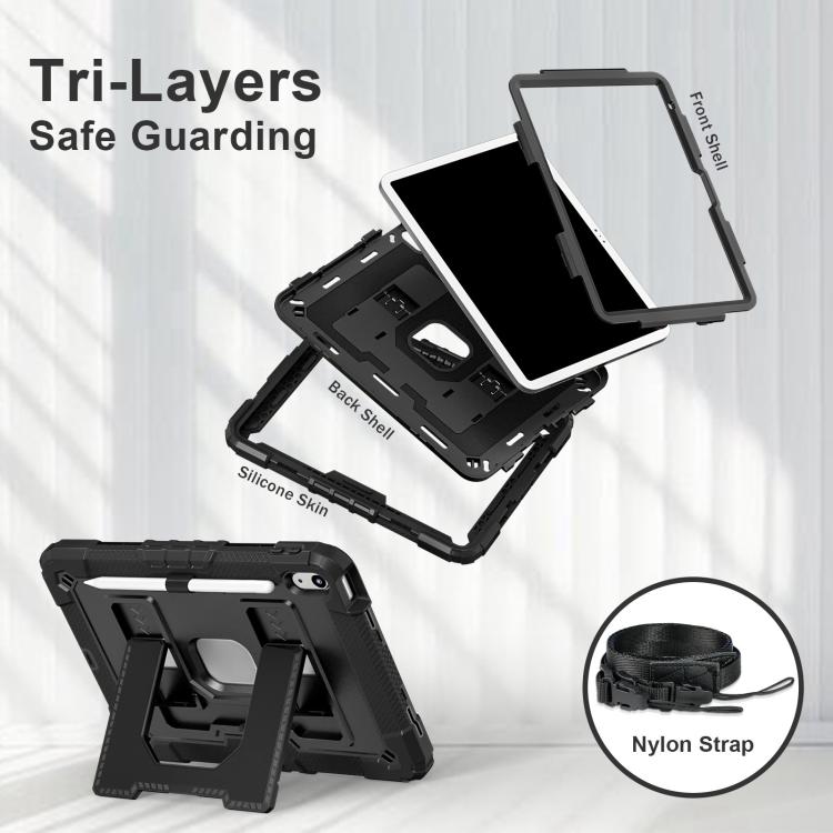 For iPad 2025 / 2022 Big Holder Silicone Hydric PC Tablet Case with Shoulder Strap