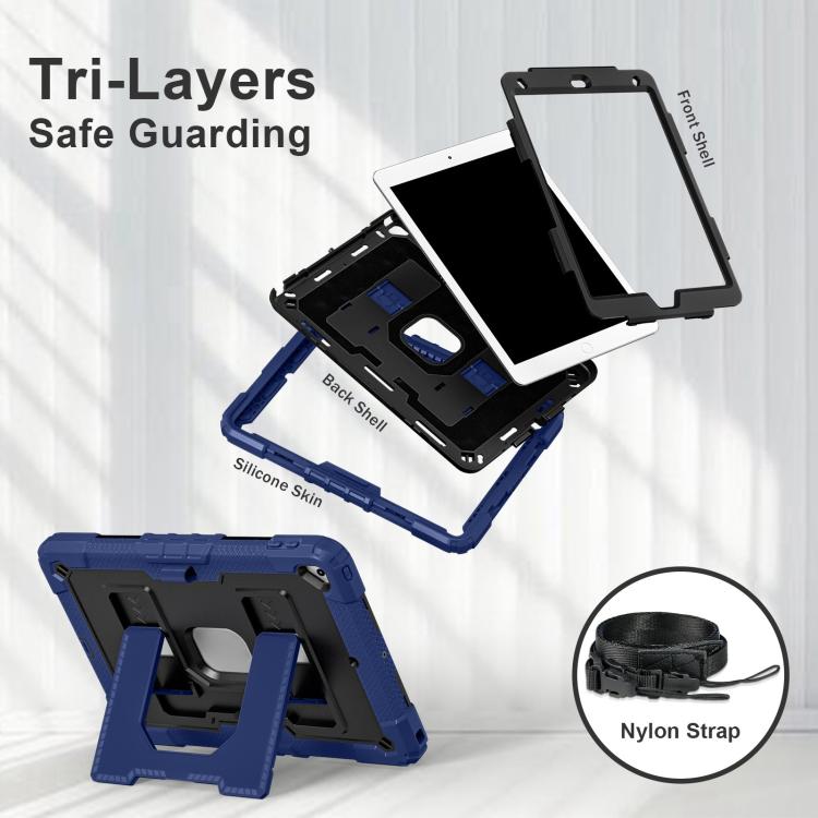 For iPad 10.2 1021 / 10.5 2019 Big Holder Silicone Hydric PC Tablet Case with Shoulder Strap