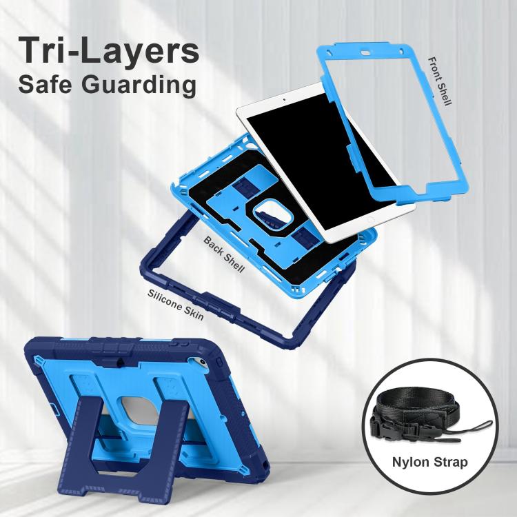 For iPad 10.2 1021 / 10.5 2019 Big Holder Silicone Hydric PC Tablet Case with Shoulder Strap