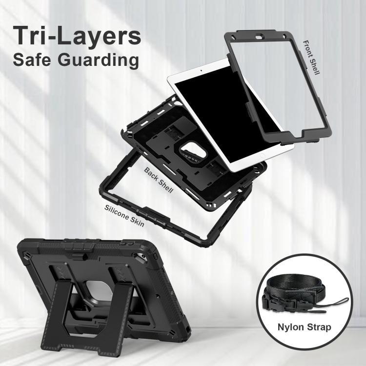 For iPad 10.2 1021 / 10.5 2019 Big Holder Silicone Hydric PC Tablet Case with Shoulder Strap