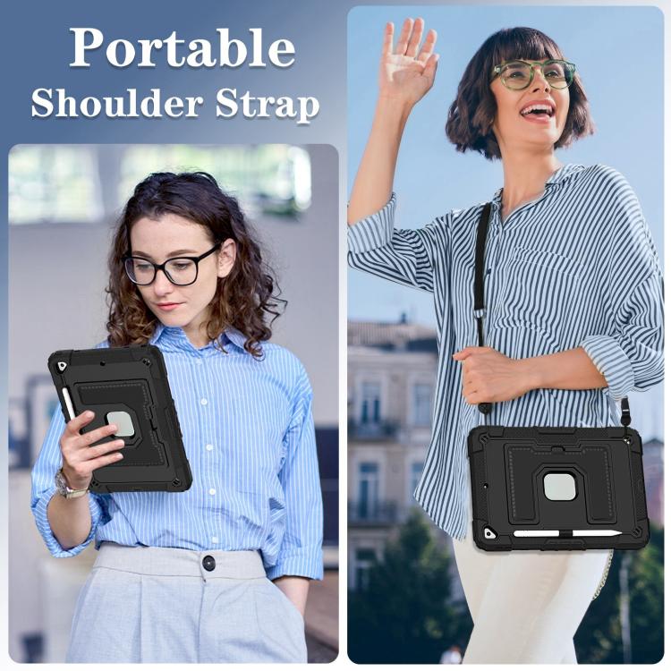 For iPad 10.2 1021 / 10.5 2019 Big Holder Silicone Hydric PC Tablet Case with Shoulder Strap