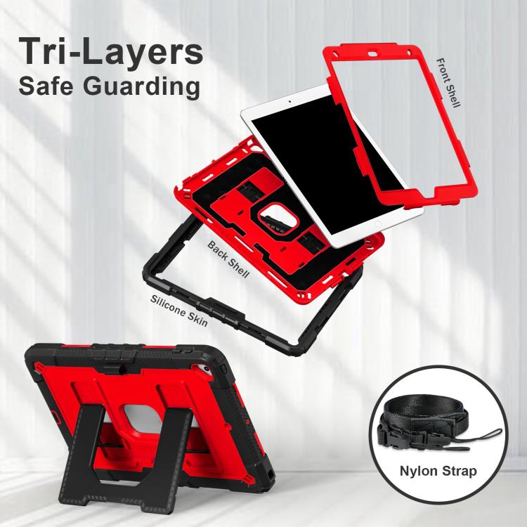 For iPad 10.2 1021 / 10.5 2019 Big Holder Silicone Hydric PC Tablet Case with Shoulder Strap