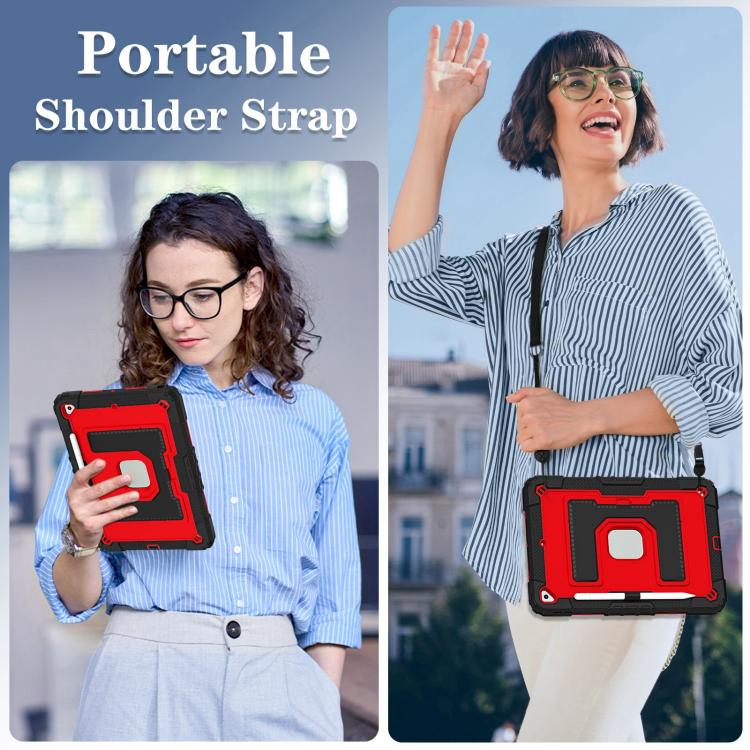 For iPad 10.2 1021 / 10.5 2019 Big Holder Silicone Hydric PC Tablet Case with Shoulder Strap
