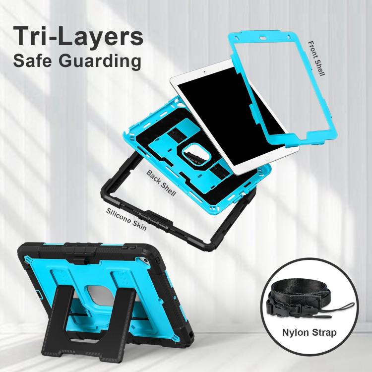 For iPad 10.2 1021 / 10.5 2019 Big Holder Silicone Hydric PC Tablet Case with Shoulder Strap