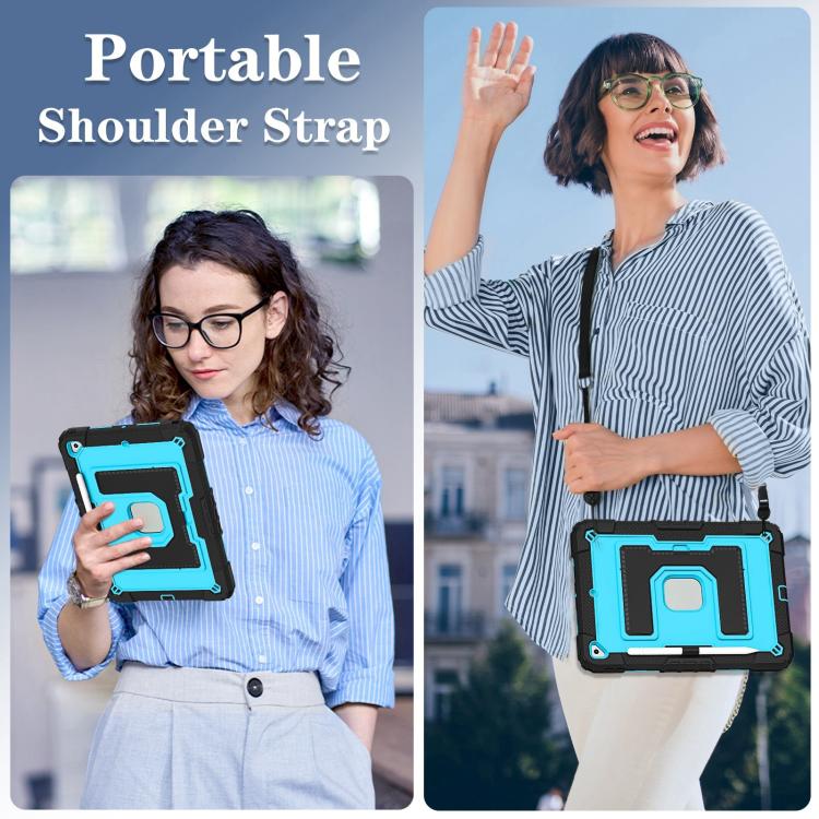 For iPad 10.2 1021 / 10.5 2019 Big Holder Silicone Hydric PC Tablet Case with Shoulder Strap