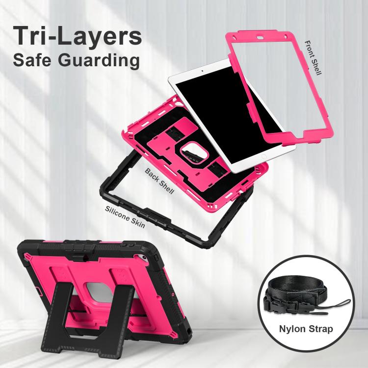 For iPad 10.2 1021 / 10.5 2019 Big Holder Silicone Hydric PC Tablet Case with Shoulder Strap