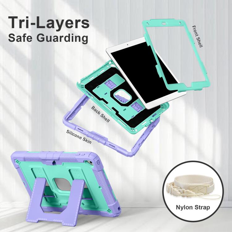 For iPad 10.2 1021 / 10.5 2019 Big Holder Silicone Hydric PC Tablet Case with Shoulder Strap