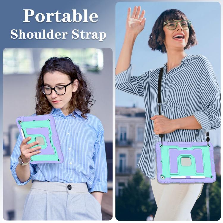 For iPad 10.2 1021 / 10.5 2019 Big Holder Silicone Hydric PC Tablet Case with Shoulder Strap