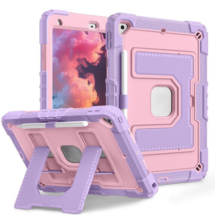 For iPad 10.2 1021 / 10.5 2019 Big Holder Silicone Hydric PC Tablet Case with Shoulder Strap