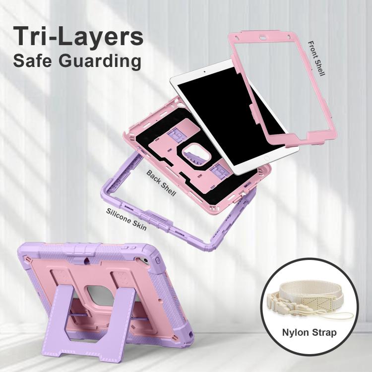For iPad 10.2 1021 / 10.5 2019 Big Holder Silicone Hydric PC Tablet Case with Shoulder Strap