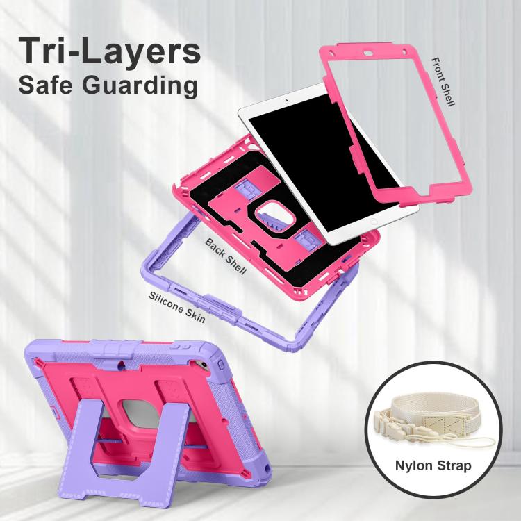For iPad 10.2 1021 / 10.5 2019 Big Holder Silicone Hydric PC Tablet Case with Shoulder Strap
