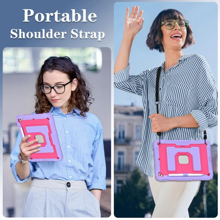 For iPad 10.2 1021 / 10.5 2019 Big Holder Silicone Hydric PC Tablet Case with Shoulder Strap