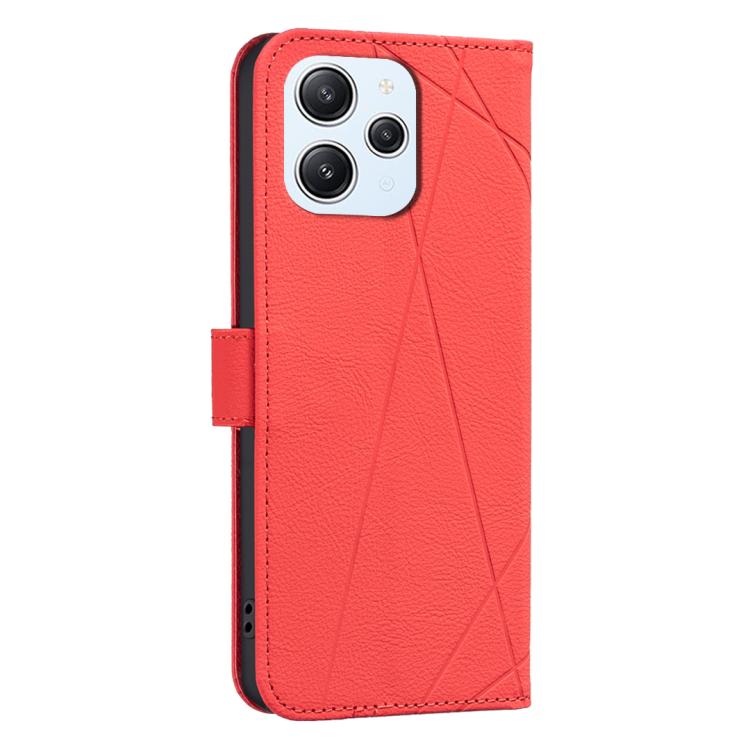For Redmi 12 4G Geometric Pattern RFID Leather Phone Case