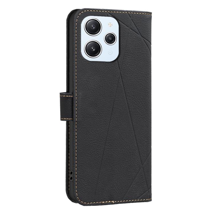 For Redmi 12 4G Geometric Pattern RFID Leather Phone Case