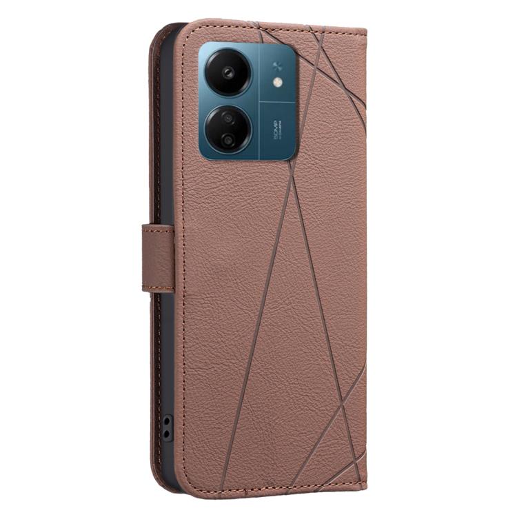 For Redmi 13C Geometric Pattern RFID Leather Phone Case