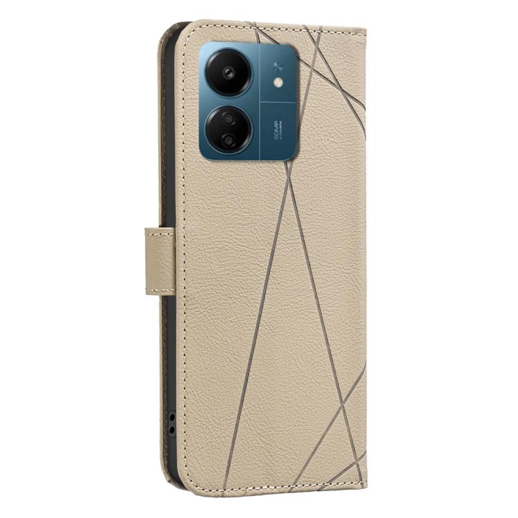 For Redmi 13C Geometric Pattern RFID Leather Phone Case