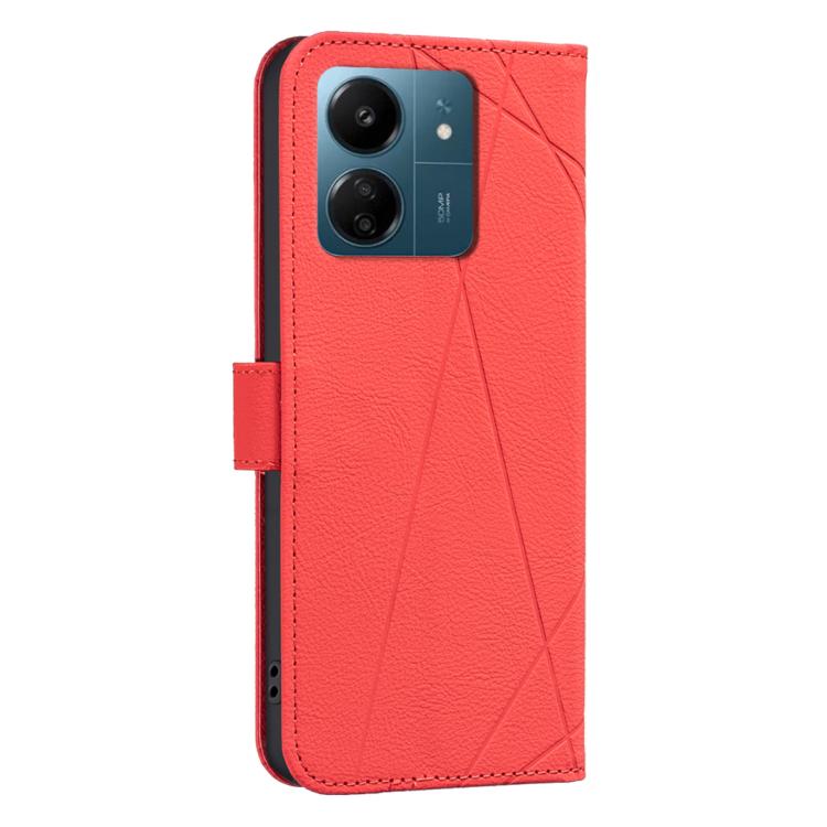 For Redmi 13C Geometric Pattern RFID Leather Phone Case