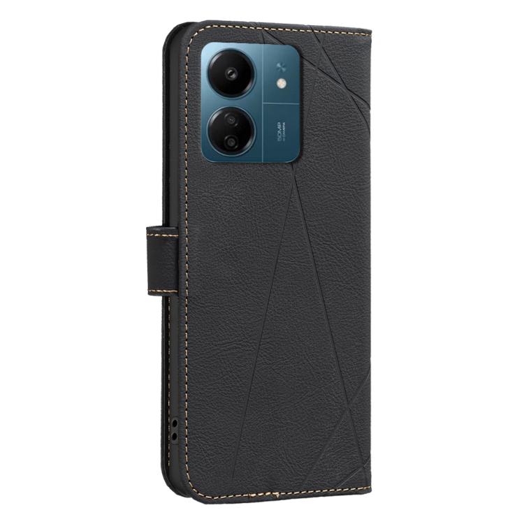 For Redmi 13C Geometric Pattern RFID Leather Phone Case