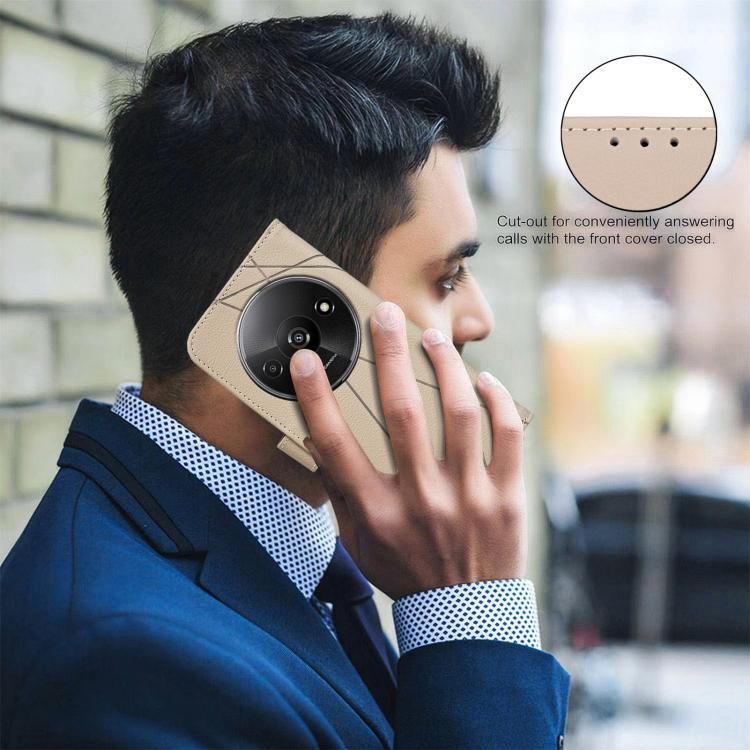 For Redmi A3 Geometric Pattern RFID Leather Phone Case