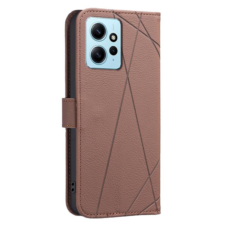 For Redmi Note 12 4G Geometric Pattern RFID Leather Phone Case
