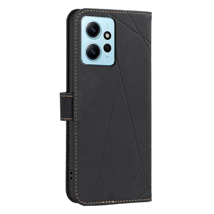 For Redmi Note 12 4G Geometric Pattern RFID Leather Phone Case